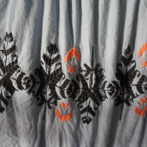 Free People New World Dusty Aqua Blue Peasant Top - Picture 4 of 7